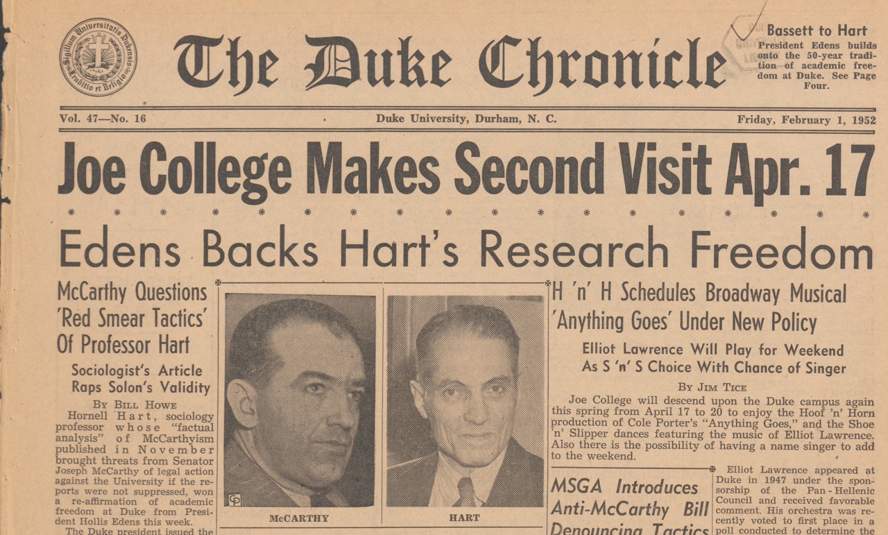 The Duke Chronicle cover February 1, 1952