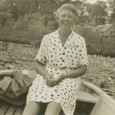 Alice Mary Baldwin sitting in a boat