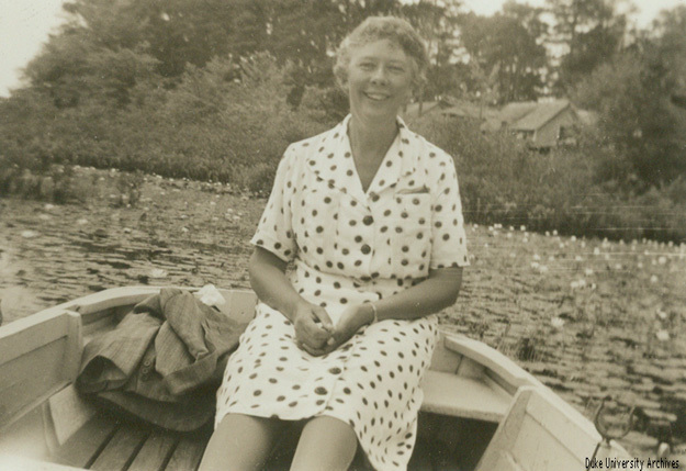 Alice Mary Baldwin sitting in a boat