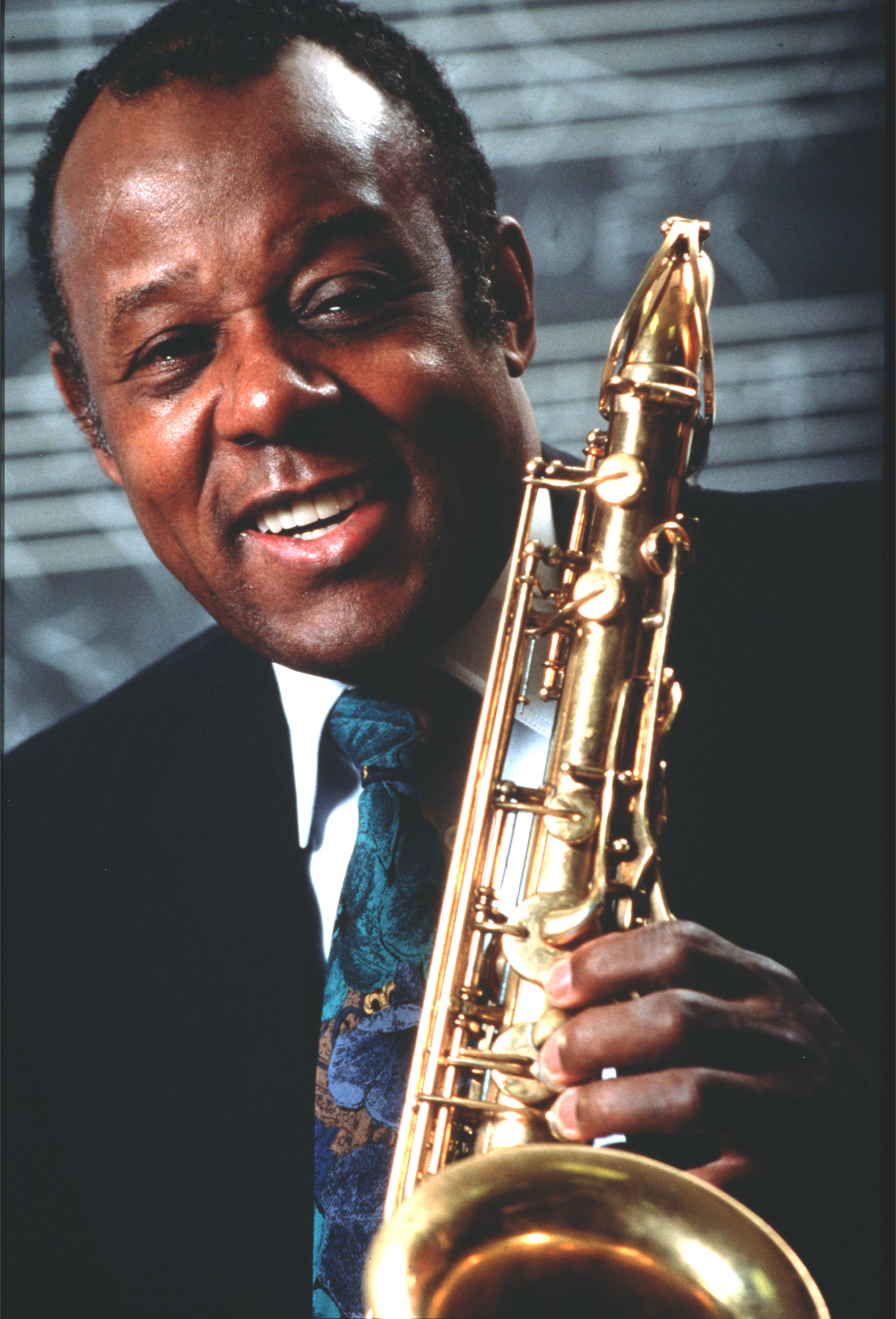 Paul Jeffrey portrait with saxophone