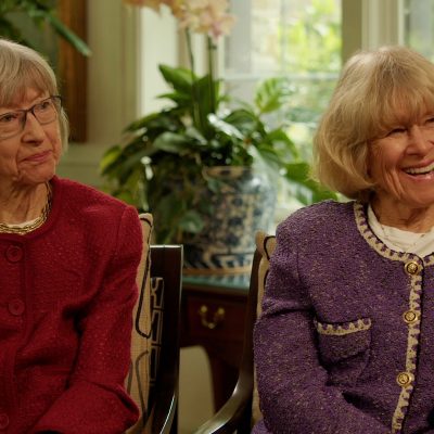 Mary Duke Trent Jones and Rebecca Trent Kirkland sitting and smiling during the interview